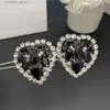 Ear Cuff Ear Cuff Metal inlaid zircon excellent large peach heart thick and heavy feeling womens earrings clip jewelry gift 2024 new model Y240326