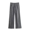 PB ZA début automne avancé polyvalent poche décoration chemise en lin mince taille moyenne pantalons décontractés ensemble 240312