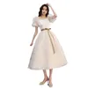 White Evening Dress 2024 New Celebrity Style Host Fairy Student Womens Banquet