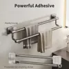 New Holder Wall Mounted No Drilling Towel Bar Space Aluminum Organizers Bathroom Shees Shower Storage Rack