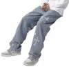 harajuku Yk2 Men's High Waist Loose Jeans Youth Elastic Hip Hop Streetwear Denim Trousers Male Baggy Pants G836#
