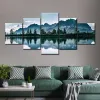 5 peças pintura em tela de paisagem moderna arte de parede impressa fotos decoração de casa montanha pôr do sol arte de parede para decoração de sala de estar