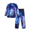 Yelan Genshin Impact vêtements de nuit automne Carto Vintage surdimensionné pyjamas ensemble mâle Lg-manches Fi loisirs imprimé vêtements de nuit n589 #