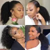 Drawstring Human Hair Ponytail 10a Natural Black Afro Kinky Curly Extension för kvinnor 100% Virgin Brasiliansk hårklipp