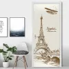 Klistermärken Eiffel Torn Door Sticker 3D Wallpaper Selfadhesive Door Vinyl Poster Anpassad storlek Väggdekor Hem Design Konst Mural för sovrum