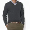Erkek Sweaters Sonbahar Erkekler Pamuk Küçük At Sweater Uzun Kollu Külot Örme V Gutt VE ONK