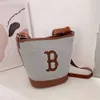 Korean 23 New MLB Canvas Bucket Tote Bag Vintage NY Yankees axelväska handhållen crossbody väska