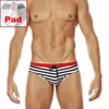 Men's Swimwear Sexy Mens Nylon Quick Dry Striped Swimming Briefs Gay Low Waist Swimsuits Fashion Pouch Beach Pool Spa Bathing Panties