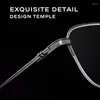 Solglasögon Caponi Semi-Rimless Men's Glass Fame Pure Titanium Acetate Gereglasses Anti Blue Light UV400 Brand Designer JF10142