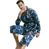 pyjama hommes printemps et automne soie style mince pyjama surdimensionné pyjamas à manches LG peignoirs en soie glacée vêtements de maison été 33fd #