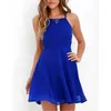 Casual Dresses Sexig klubb Royal Blue Lace Up Backless Spaghetti Strap Skater Dress A Line Purple Party Vestido 2024 Sommar för dans