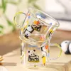 Bicchieri da vino KAWASIMAYA Tazza da acqua Panda originale Bicchieri in vetro borosilicato alto Succo graduato per bambini resistenti alla temperatura domestica