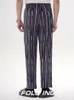 miyake Pleated High Waist Striped Pants Printed Elastic Straight Sleeve Men's Casual Pants Fi Men Clothing Streetwear m3cK#