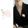 Broches oiseau plaqué or 14 carats pour femmes, 3 couleurs, plume de flamant rose incrustée à la main avec Zircon, broche de l'année, cadeaux pour amis