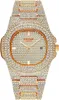 Montre unisexe de luxe montre en diamant en cristal montre à quartz pour femmes et hommes à grand visage montre en or argent rose en or