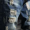 All-match High Street Jeans Uomo Trendy Five Point Beggar Shorts Pantaloni Youth Broken Hole Denim Shorts Capispalla da uomo Dritto R3PQ #