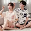 Été Dames Cott Pyjama Ensembles Hommes Homewear Couples Casual Fi Pijamas Pyjamas Minces Femme Vêtements De Nuit Mâle Pjs Z3Lu #