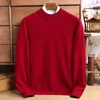 Maglioni da uomo Spessi vestiti di lana di pecora 2024 Inverno Casual Mock Neck Maglione caldo Maglione puro Maglieria a maniche lunghe