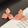Серьги-гвоздики модные бохо из смолы в этническом стиле для женщин милый розовый цветок для ювелирных аксессуаров оптом
