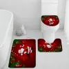 Mats Funny Snowman Christmas Bath Mat Set Xmas Trees Rope Ball Cute Cats Santa Claus Home Bathroom Decor Floor Rugs Toilet Lid Cover