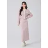 Zweiteiliges Kleid Herbst Rosa Chic Style Jacke Set Damen Hohe Taille Halbrock Spitze Kurz Süße Dame Zweiteilige Qualität