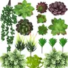 装飾的な花ホーム人工カラフルなDIYクラフトプラスチック多肉植物植物テラリウム装飾群れ庭のアレンジメントウォールミニ