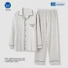 LG 2 Plus Pure For Solid Size Pigiama Pantaloni Sleep Sleeve Home Clothes 2023 Pezzi / set Sleepwear Cott Men Z4NM #