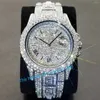 Zegarek na rękę na rękę biżuterię Mężczyźni Pełna Diamond Moissanite Data data luksusowego srebrnego kwarcowego zegarek Hip Hop mrożony