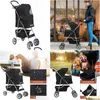 Pies Travel Outdoors 4 Wheels Pet Stroller Cat Cage Folding Carrier Black QQPQ5671131 Drop dostawa domowy zapasy ogrodowe OTN6N