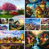 Number Landscape Cartoon House DIY Paint By Numbers Set Oil Paints 50*70 Painting On Canvas Loft Wall Picture For Children For Drawing