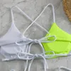 Kobiety z tyłu stroju kąpielowego bikini seksowny koronkowy zestaw dla kobiet push up letniego plażowego kontrast kolor stanik stanik brazylijski