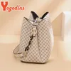 Yogodlns Fashion Bucket Bag Women PU Leather Shoulder Bag Brands Crossbody Bag Designer Flap Satchel Bag Designer Bags 240309