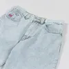 Kvinnors jeans retro hiphop -tecknad grafisk streetwear denim shorts y2k stor pojke broderi baggy jorts harajuku gym basketboll män