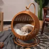 Kafesler rattan kedi yuvası ve kedi kafesi yıkanabilir kedi asılı sepet evrensel köpek uyku sepeti tüm mevsimler nefes alabilen evcil hayvan yatak