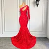 Party Dresses Single Long Sleeve Prom 2024 Sexig sjöjungfru Style Sparkly Red paljett Black Giral Gala Formella klänningar