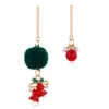 Boucles d'oreilles pendantes de noël, boule ronde de bonhomme de neige, guirlande de cloches, bijoux pour femmes, boucles d'oreilles asymétriques, décoration en peluche, cadeaux Oorbellen