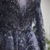 Árabe sharon longo disse manga elegante vestido de noite com decote em v dubai cristal muçulmano plus size feminino vestido de festa de casamento ss050