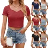 JCTQ 2024 Womens Temu Summer Summer T-Shirt Shirt Short Sleeved Top Top Fashion Square Reck Top للنساء