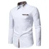 Chemises décontractées pour hommes Hommes formel haut style rétro printemps / automne chemise avec contraste couleur impression design simple boutonnage coupe ajustée à manches longues