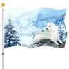 Acessórios samoiedo cão bandeira neve no inverno bandeiras de poliéster para casa interior quintal decoração ao ar livre ilhós de bronze bandeira bonito animal de estimação bandeira decorativa