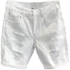 summer Men's Fi White Hole Wing Denim Shorts Leisure Scraped Beggar Straight Short Pants Q65i#