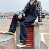 FI Men Dżins dżinsowe spodnie Solidny kolor kombinezonu Streetwear 2022 Jogger Pants Multi kieszeni swobodny zawiesinę