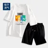 Мужские спортивные костюмы, лето 2024, хлопковый комплект, спортивные дышащие, впитывающие пот футболки, шорты, одежда из 2 предметов High Street Harajuku