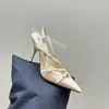 Calf Patent leather slingback pumps metal buckle-embellished sandals 5.5cm kitten heel Slingbacks womens Designer pointed toe Evening Party shoes