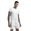 Pyjamas siamois pour hommes Onesies Vêtements pour la maison Super-élastique Confortable Snap Butt Combinaison Hommes Vêtements de nuit T-shirts de couleur unie q5ZN #