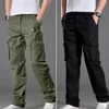 2023 Men's Casual Cargo Cott Pants Men Pocket Loose Pants Elastic Work Trousers Brand Fit Joggers Manlig stor storlek X1PO#