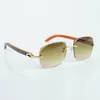 Neuester heißer Verkauf Exquisiter Stil 3524018 Sonnenbrille mit Mikro-Schnittlinsen, natürliche orange Holzbügelbrille, Größe: 18-135 mm