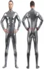 Men039S Body Suit Costumes Front Long Zipper Silver Grey Shiny Lycra Metallic Men Catsuit Costume Outfit No Headhand Halloween3521998