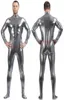 Men039S Costumes de costume de corps avant Long Zipper argent gris brillant Lycra Metallic Hommes Costume Costume Tenue pas de tête Halloween3521998