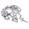 Chains Rosary Necklace For Men Women Alloy Prayer Bead Chain Crucifix Cross Catholic